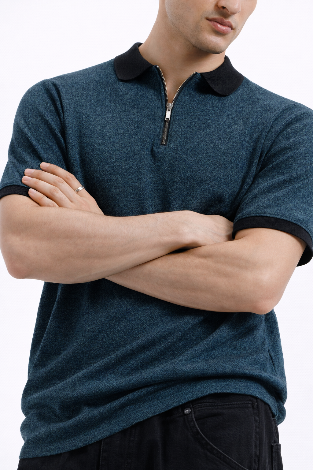 Zipper Polo – Navy Blue