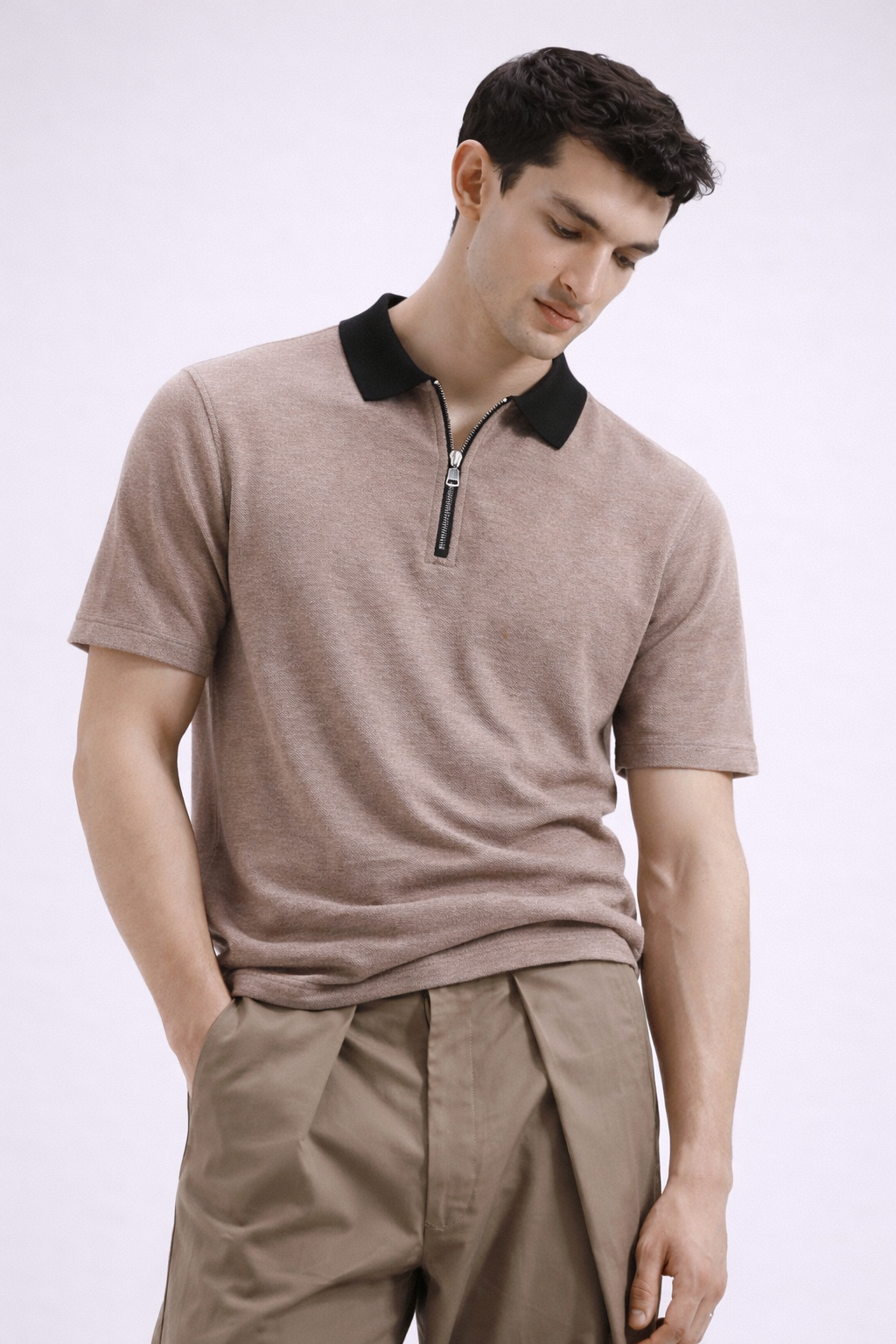 Zipper Polo – Blend Brown