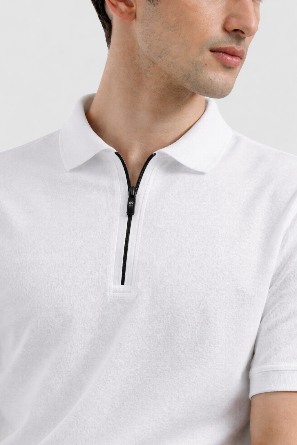 Zipper Polo – Cream (Jersey Fabric)