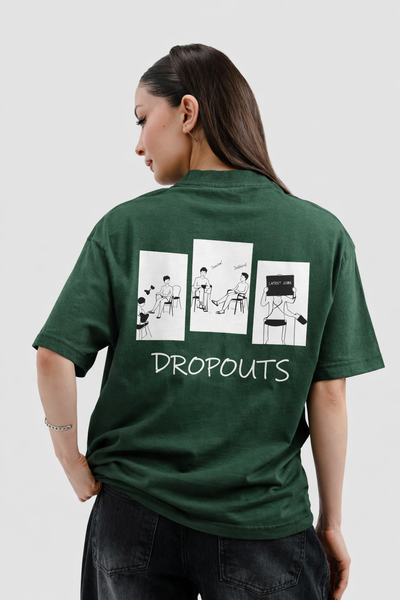 Oversized Tee – Olive (Dropouts Students Print) (UNISEX)