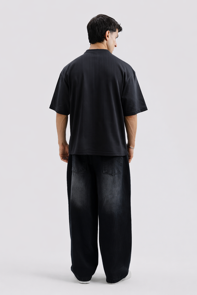 Textured Drop-Shoulder – Black