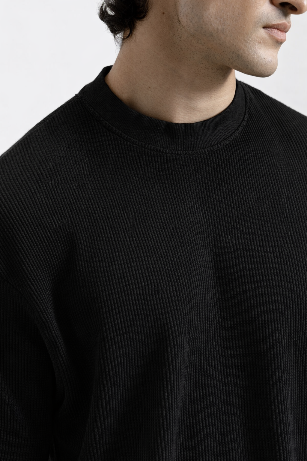 Waffle Textured T-Shirt – Dark Gray
