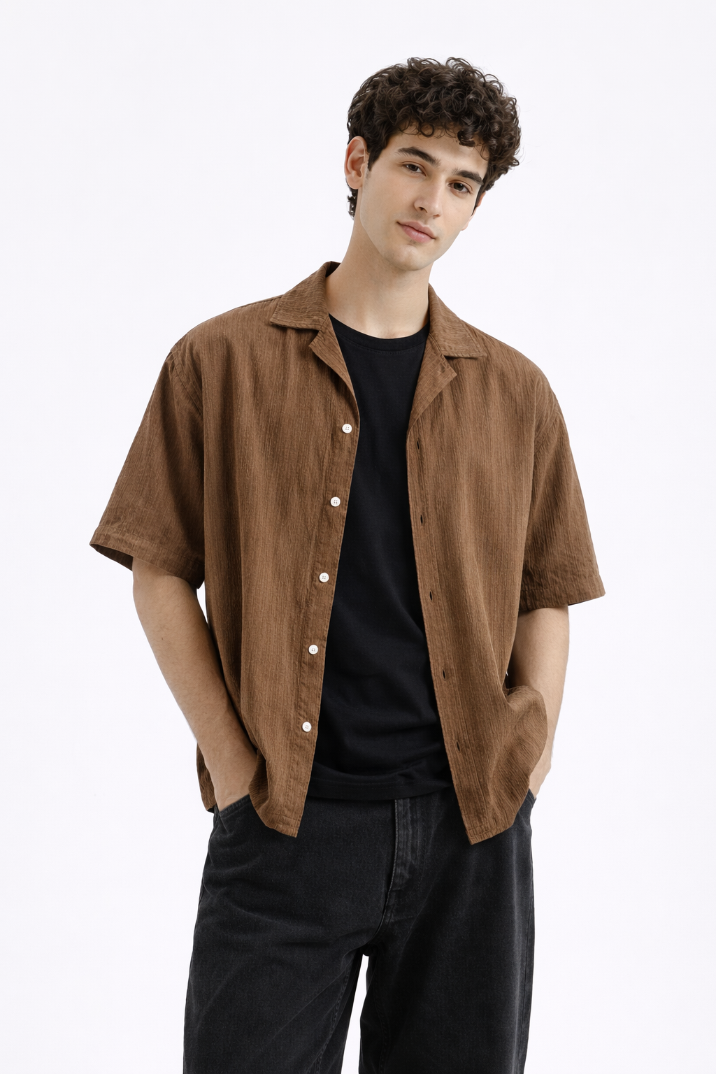 Cuban Collar Shirt – Camel