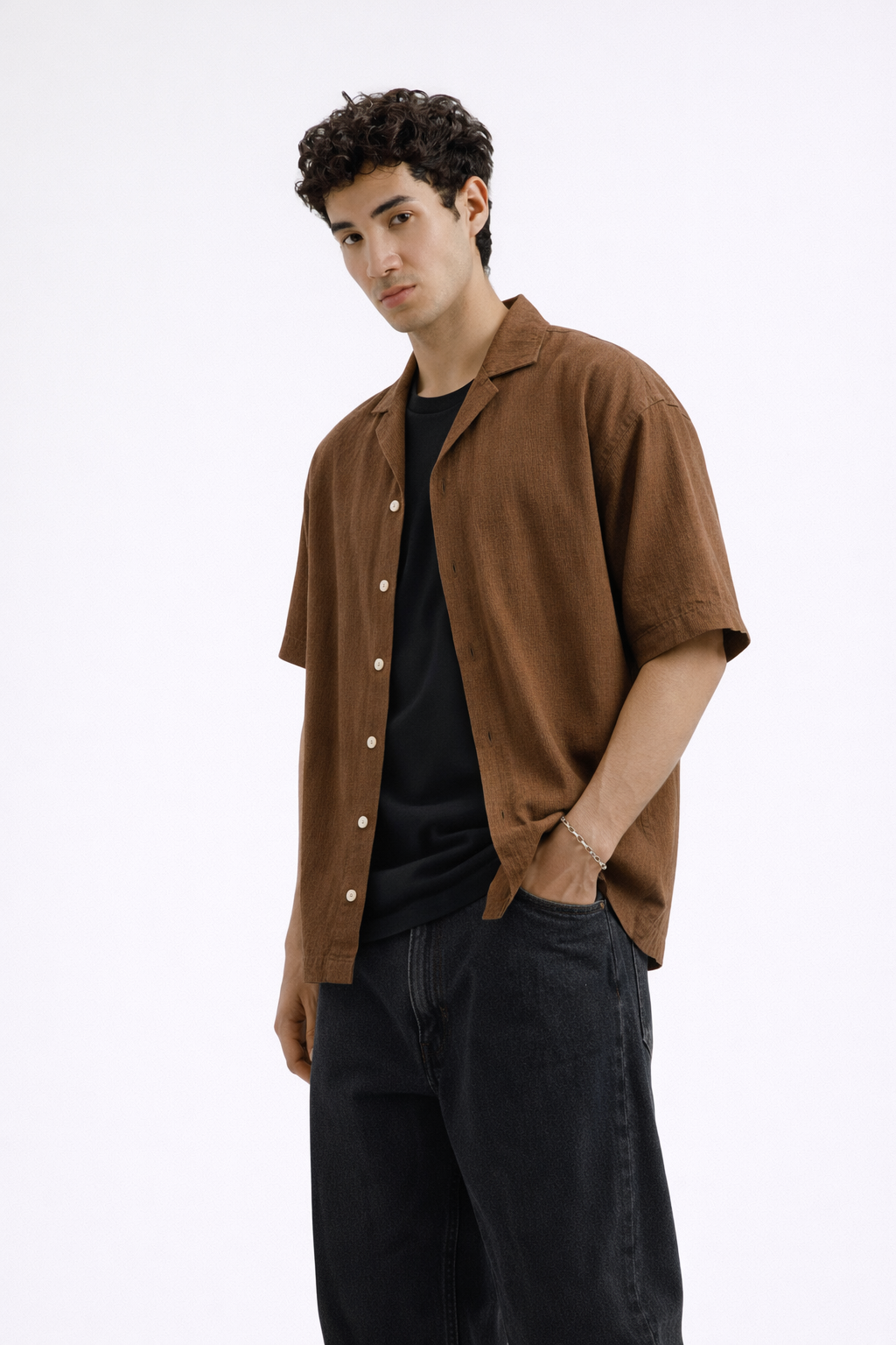 Cuban Collar Shirt – Camel