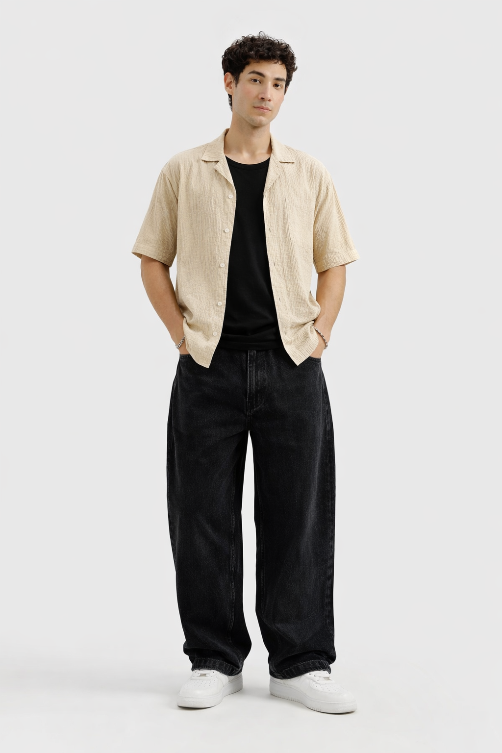 Cuban Collar Shirt – Beige