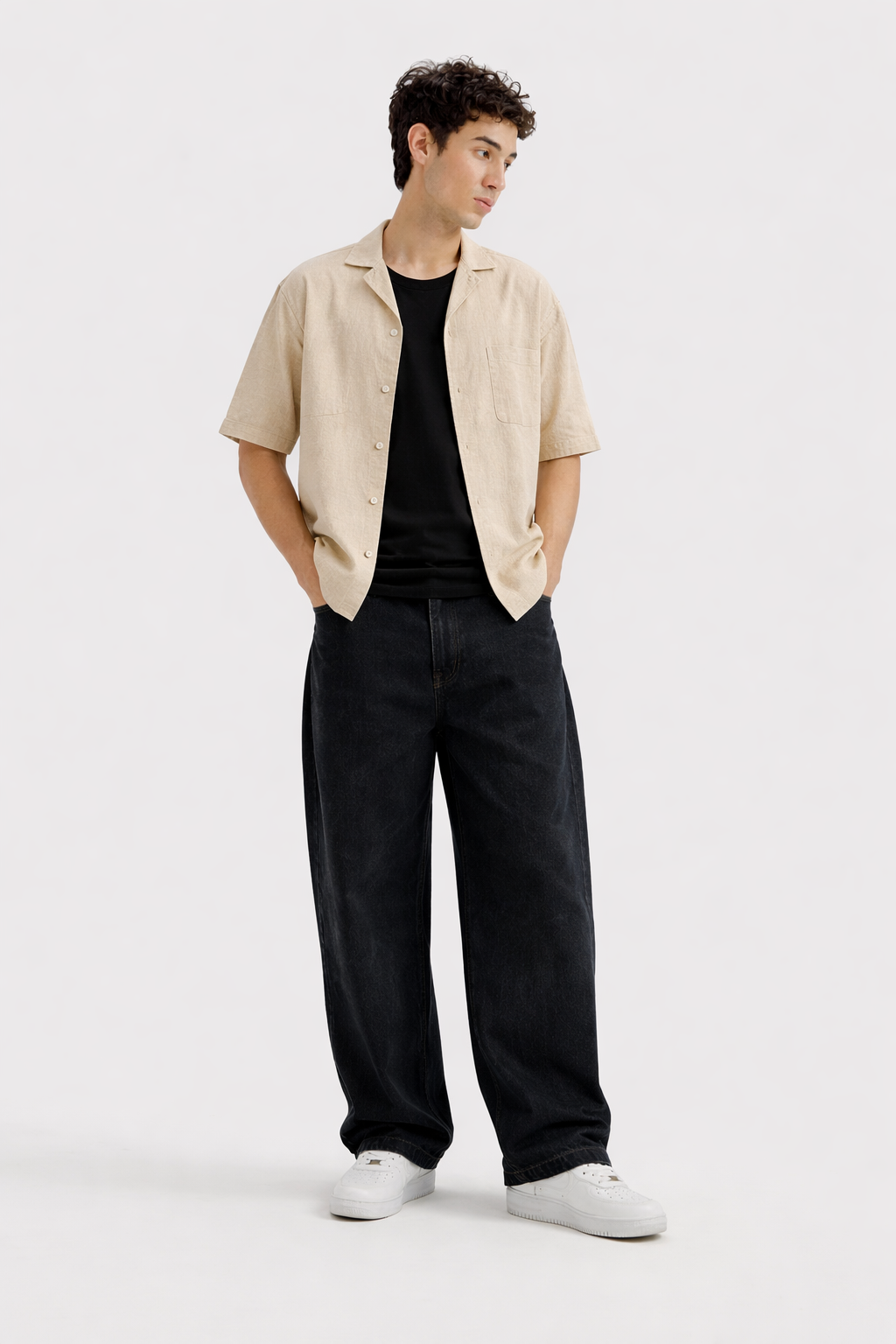 Cuban Collar Shirt – Beige