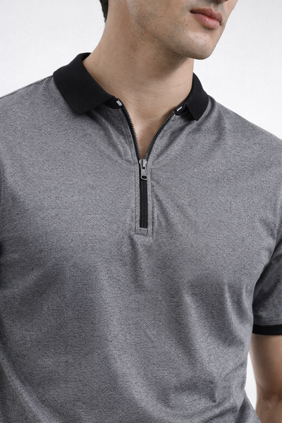 Zipper Polo – Gray