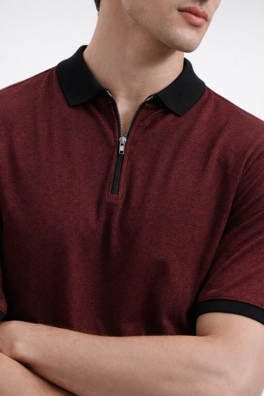 Zipper Polo – Maroon