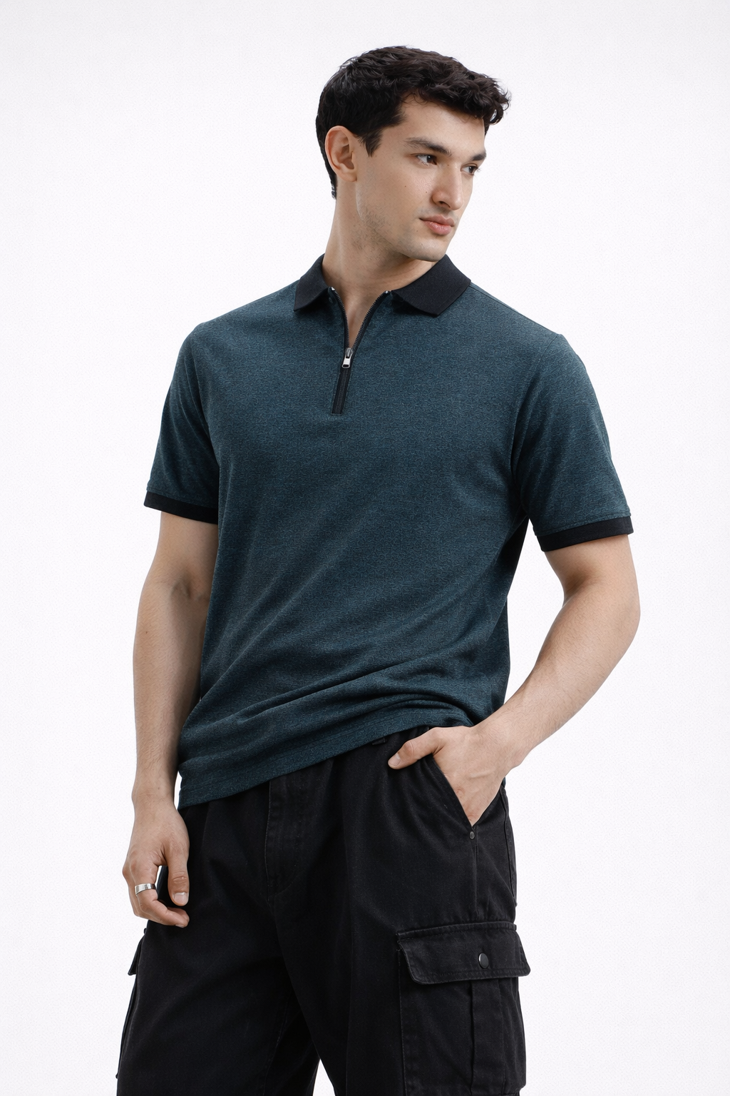 Zipper Polo – Navy Blue