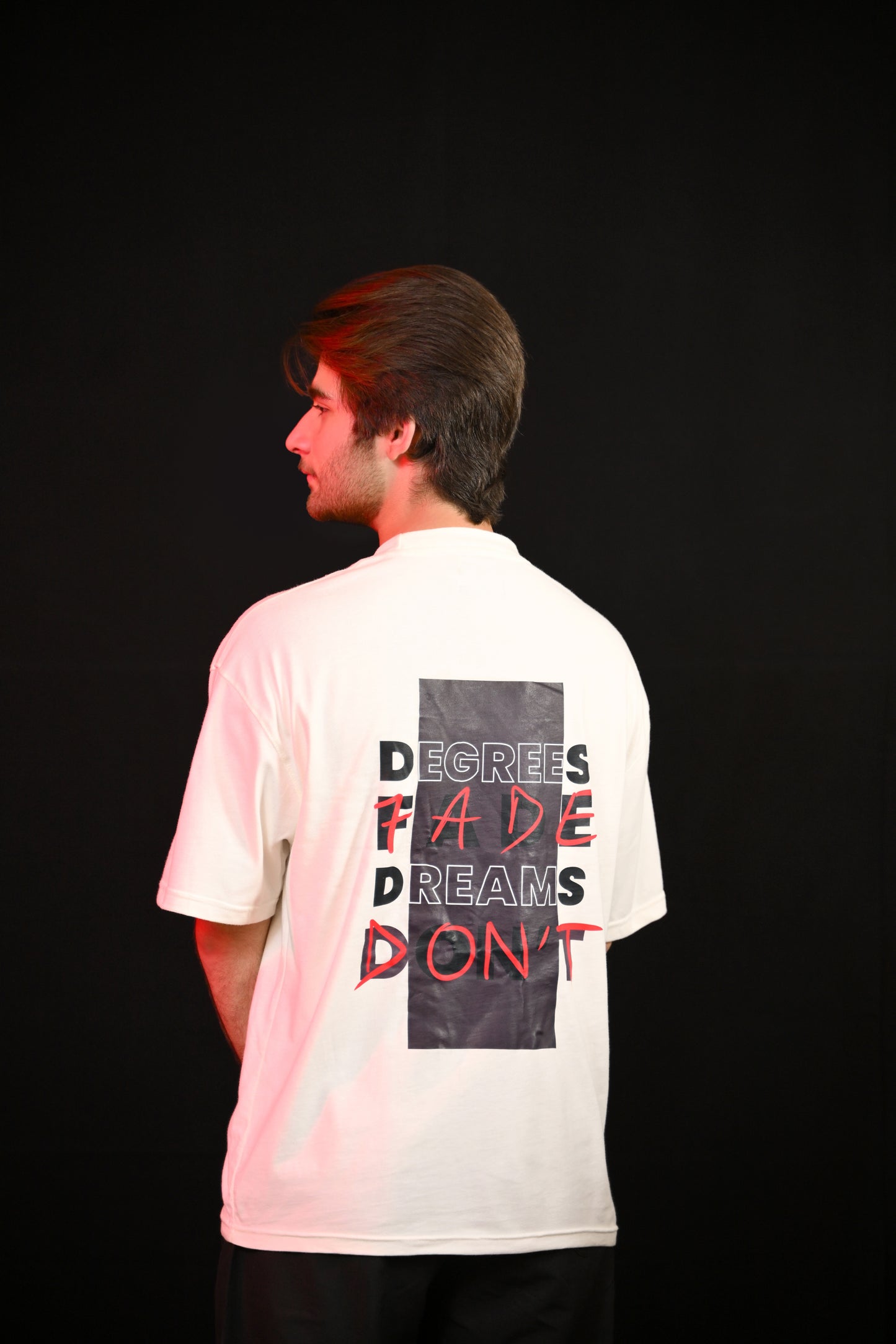 Oversized Tee – Cream (DEGREES FADE DREAMS DONT Print)