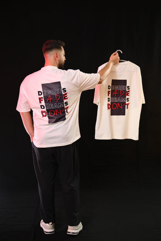 Oversized Tee – Cream (DEGREES FADE DREAMS DONT Print)