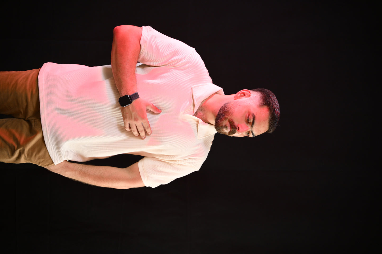Thermal V-Neck Polo – Creme