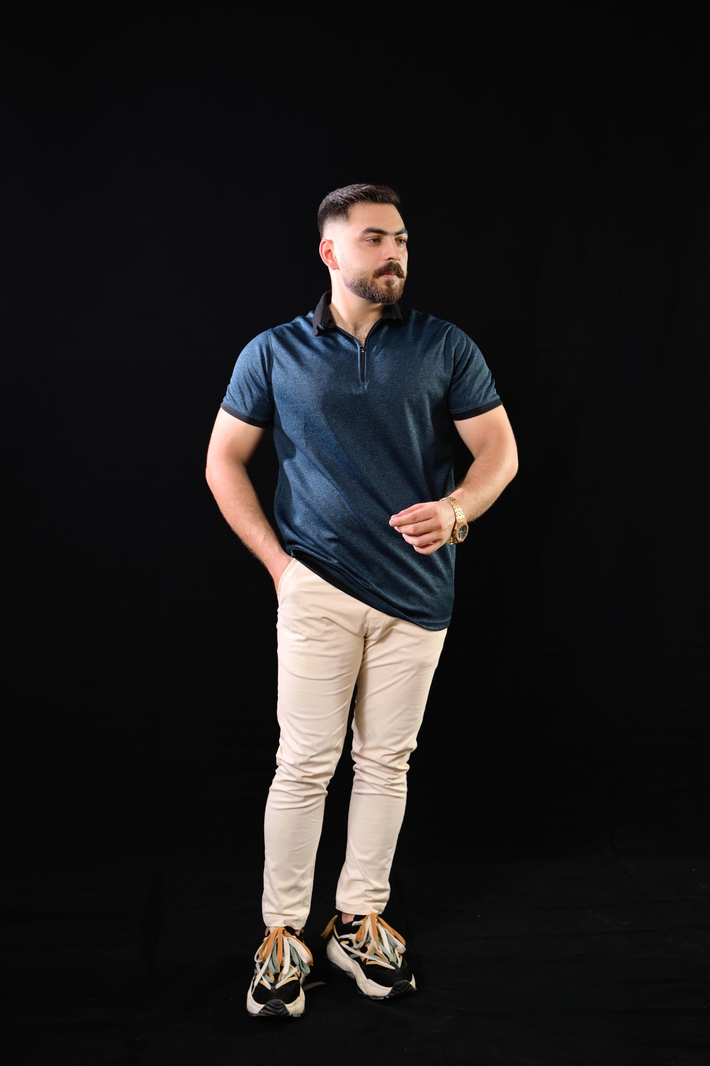 Zipper Polo – Navy Blue