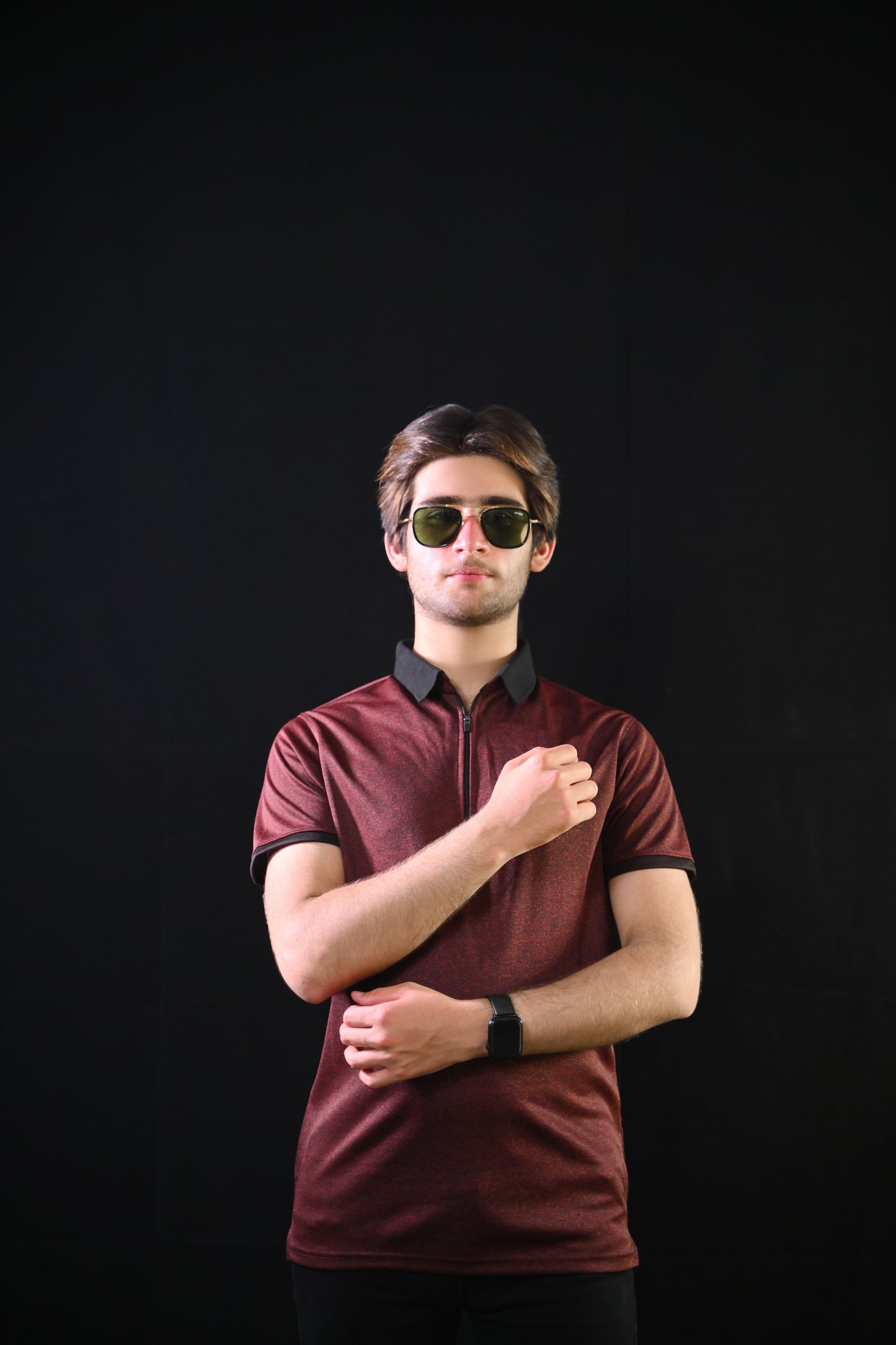 Zipper Polo – Maroon