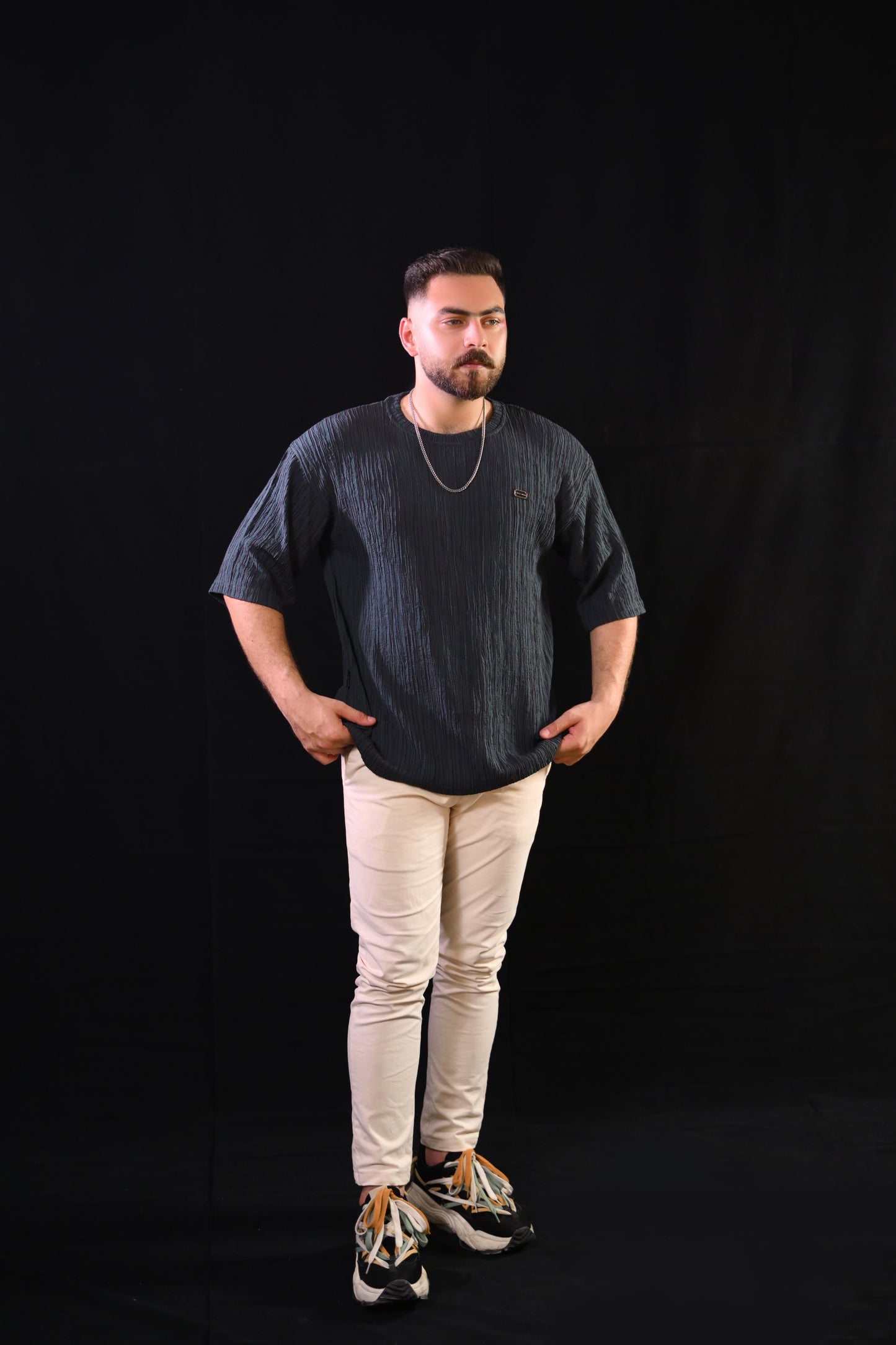 Textured Drop-Shoulder – Dark Green