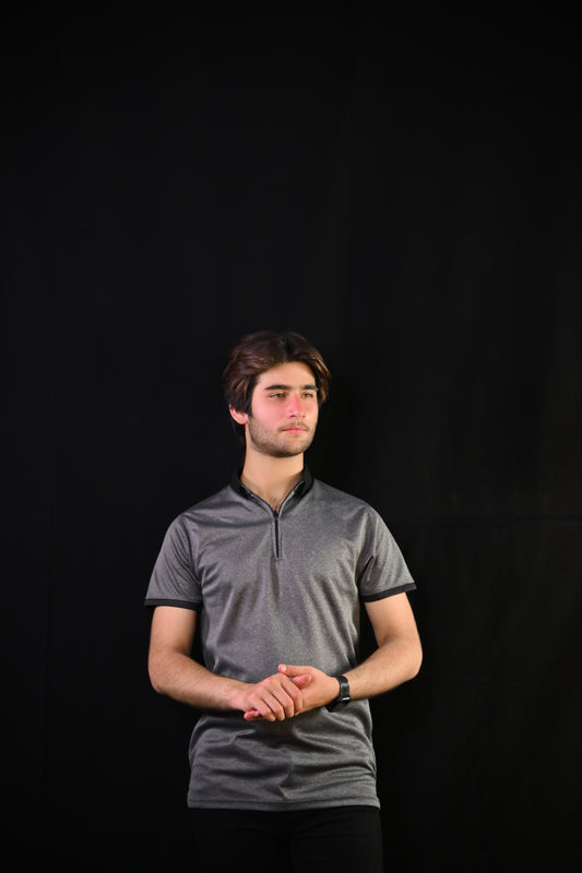 Zipper Polo – Gray