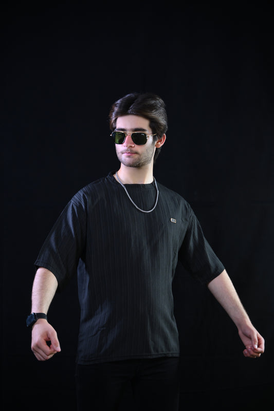 Textured Drop-Shoulder – Black