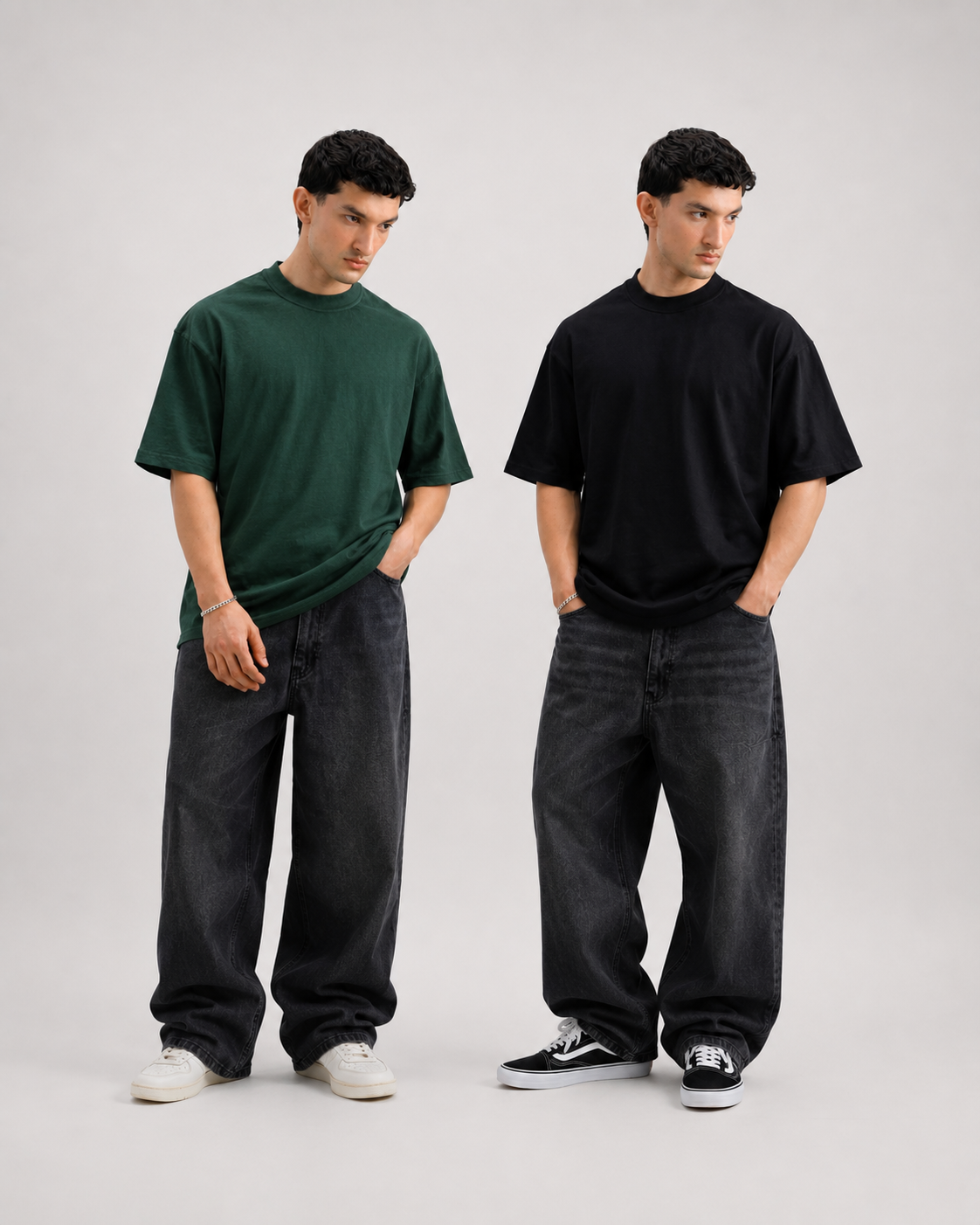 2 Oversized Tees Bundle – Olive + Black