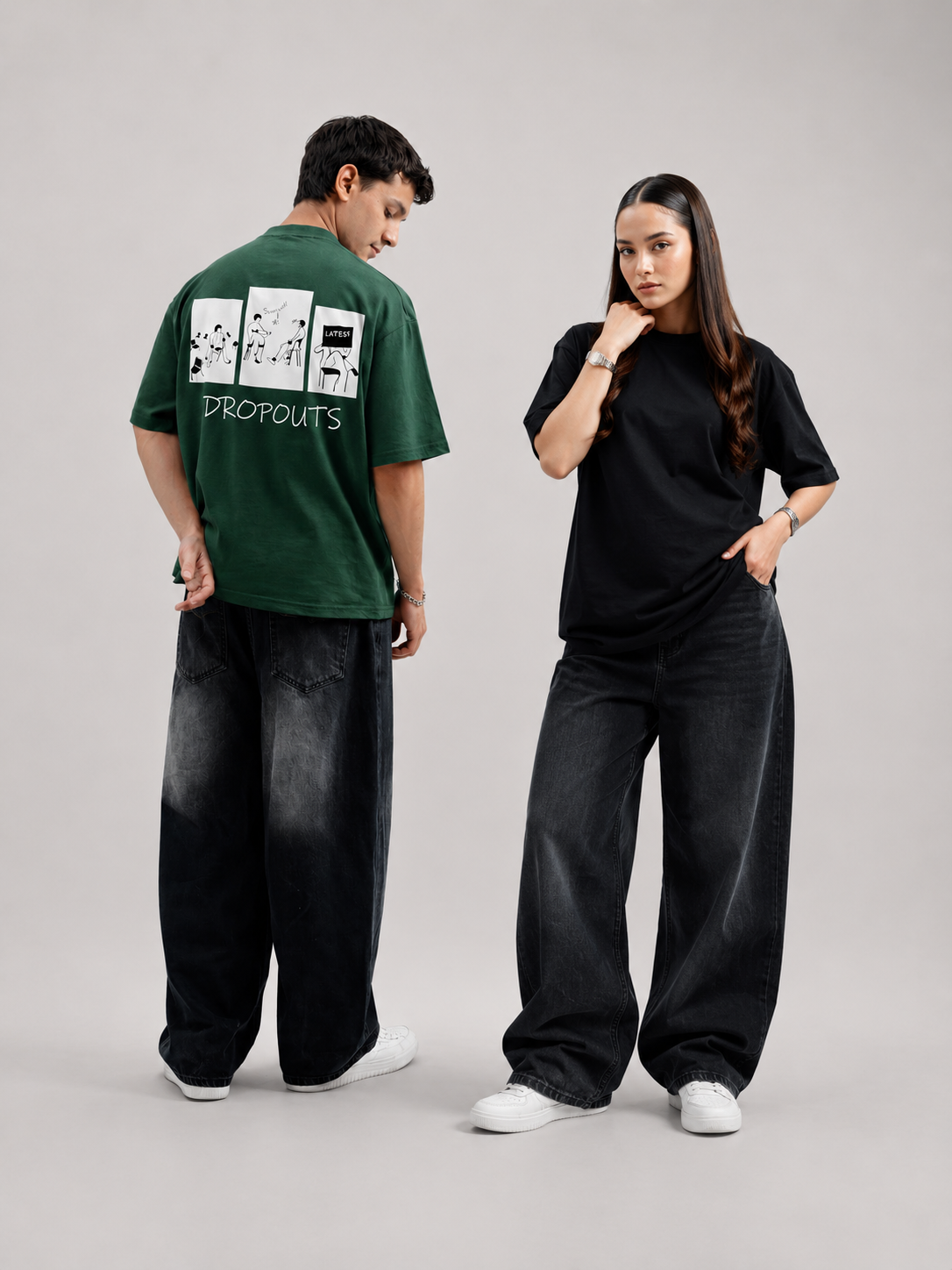 2 Oversized Tees Bundle – Olive + Black