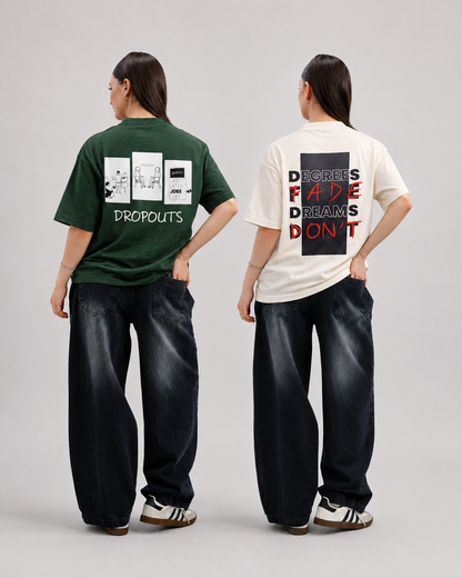2 Oversized Tees Bundle – Olive + Cream