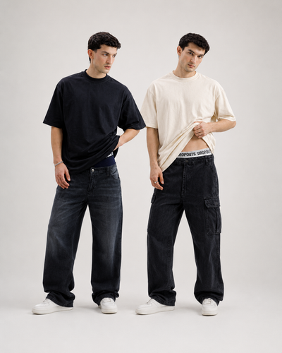 2 Oversized Tees Bundle – Black + Cream