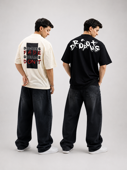 2 Oversized Tees Bundle – Black + Cream