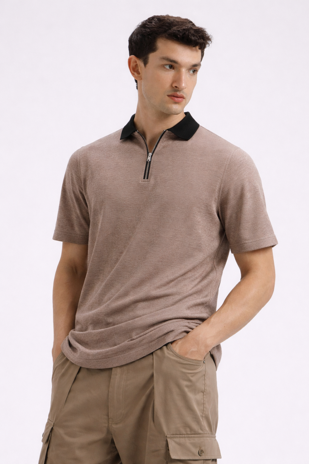 Zipper Polo – Blend Brown