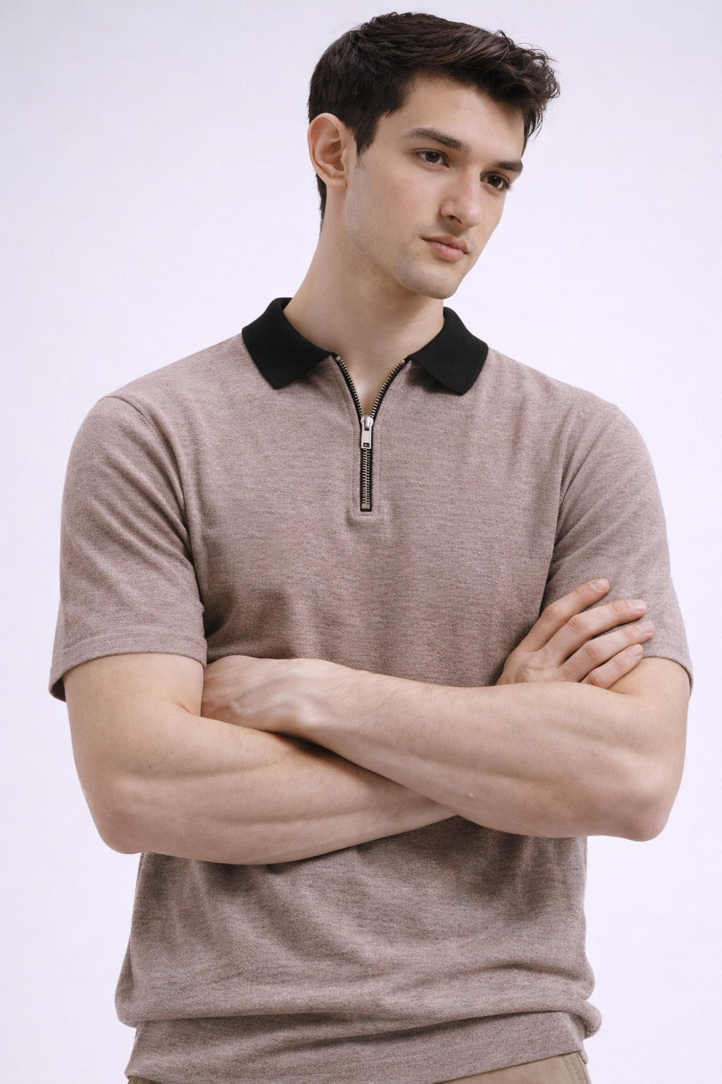Zipper Polo – Blend Brown