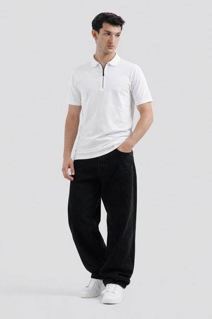Zipper Polo – Cream (Jersey Fabric)