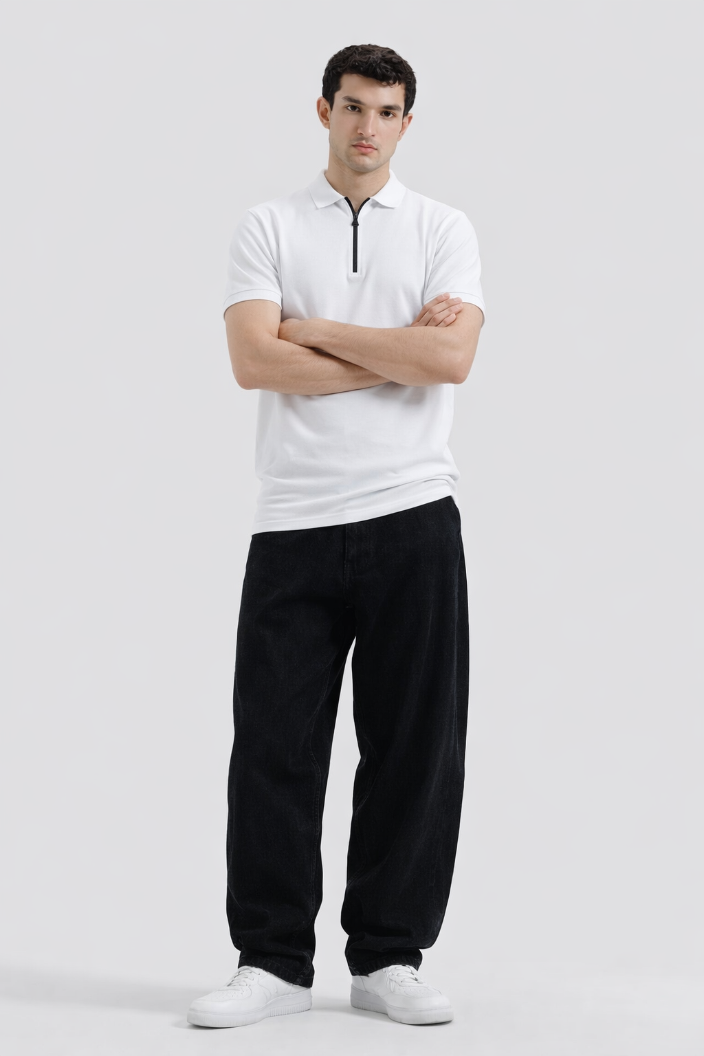 Zipper Polo – Cream (Jersey Fabric)