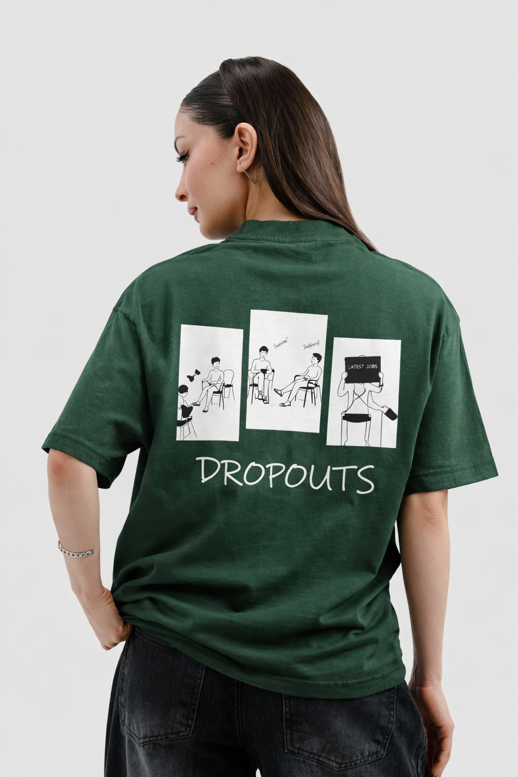 Oversized Tee – Olive (Dropouts Students Print)