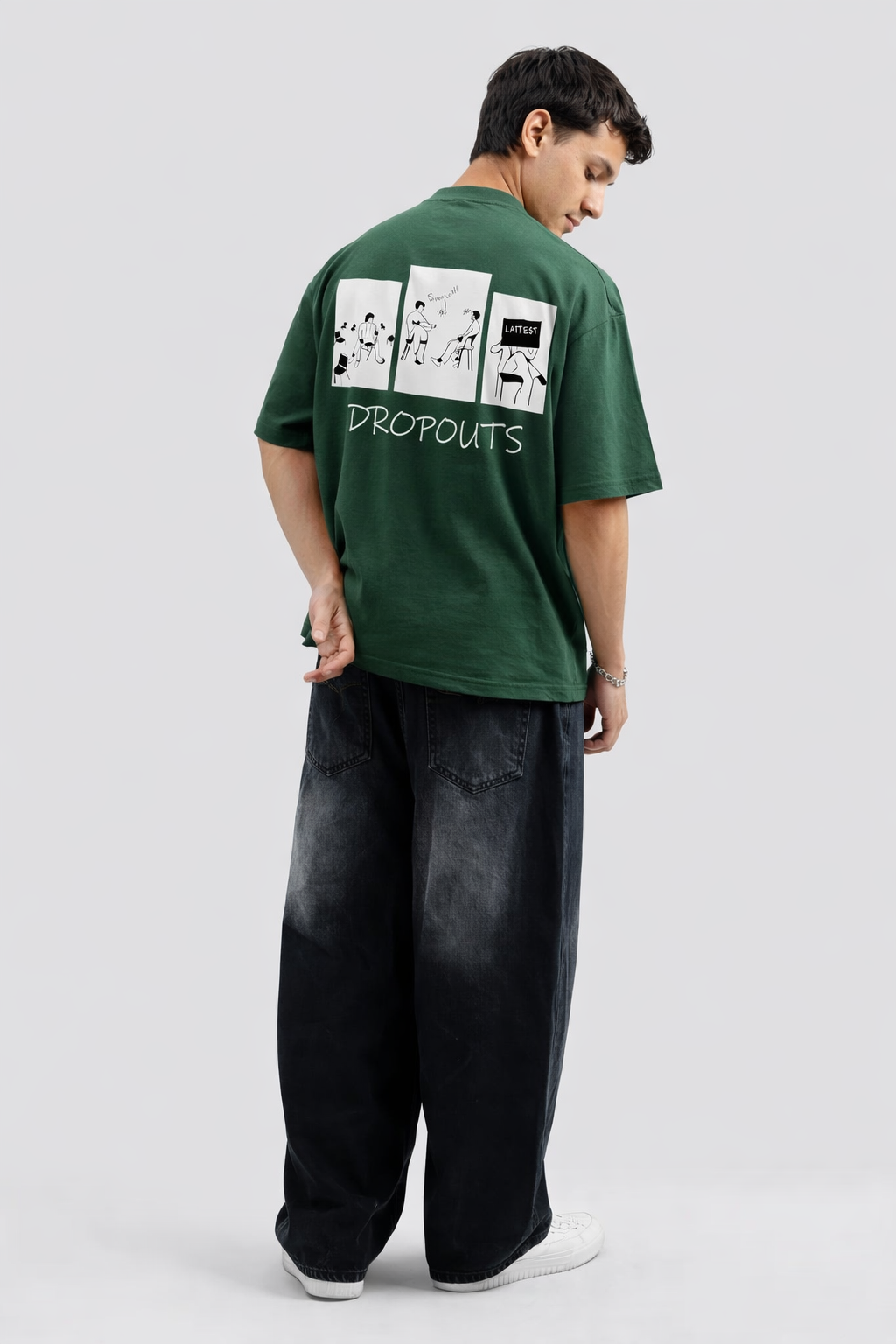 Oversized Tee – Olive (Dropouts Students Print)