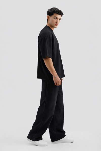 Oversized Tee – Black (DROPOUTS Print) (UNISEX)