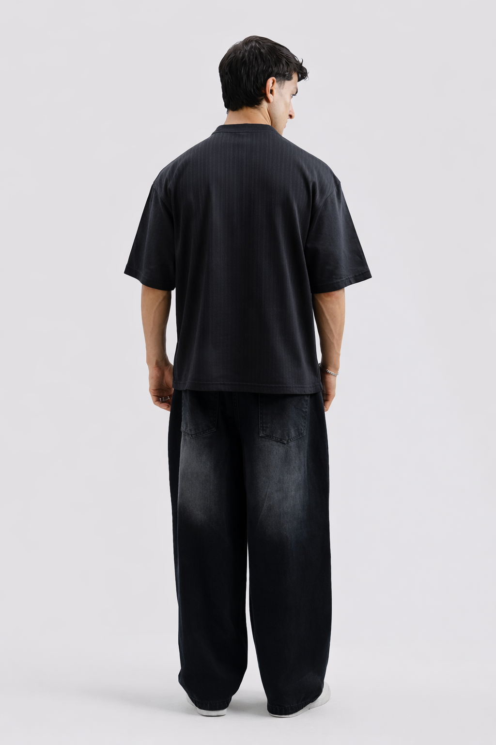Textured Drop-Shoulder – Black