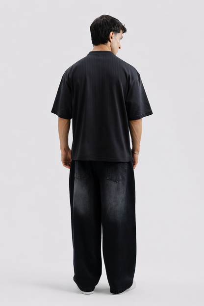 Textured Drop-Shoulder – Black