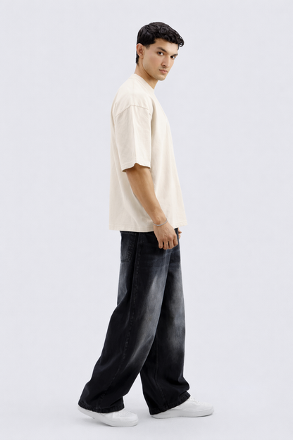 Oversized Tee – Cream (DEGREES FADE DREAMS DONT Print) (UNISEX)