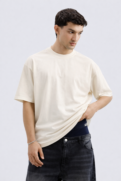 Oversized Tee – Cream (DEGREES FADE DREAMS DONT Print) (UNISEX)