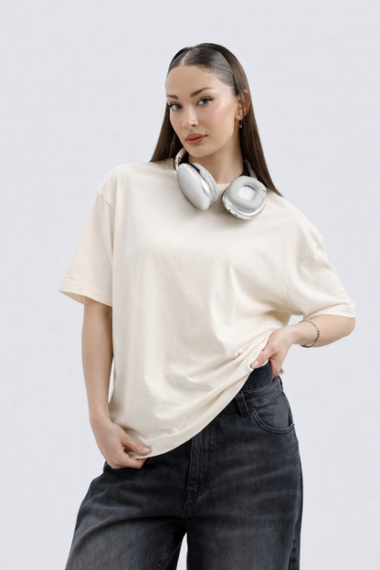Oversized Tee – Cream (DEGREES FADE DREAMS DONT Print) (UNISEX)