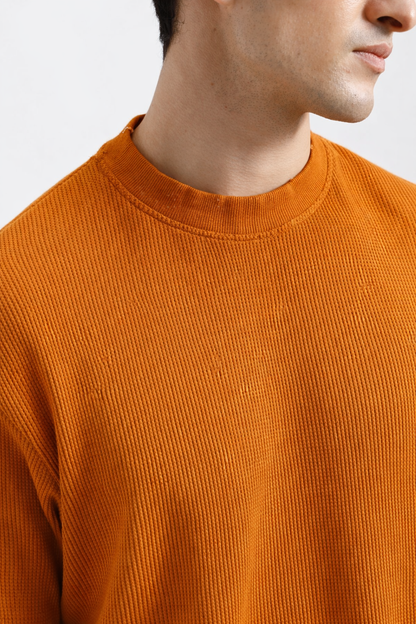 Waffle Textured T-Shirt – Mustard