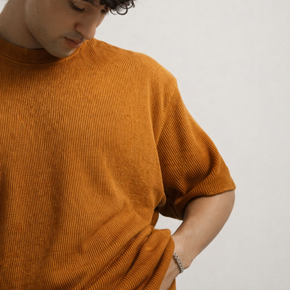 Waffle Textured T-Shirt – Mustard