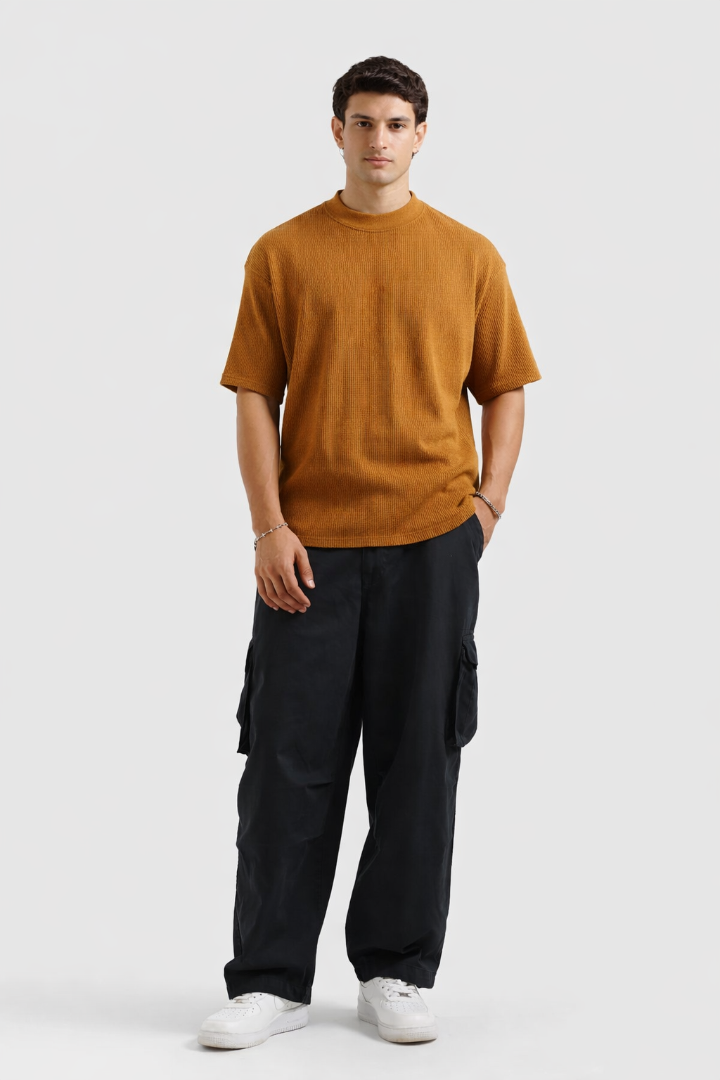 Waffle Textured T-Shirt – Mustard