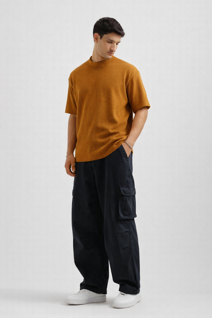 Waffle Textured T-Shirt – Mustard
