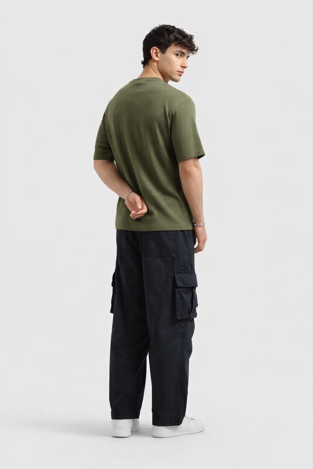 Waffle Textured T-Shirt – Olive Green