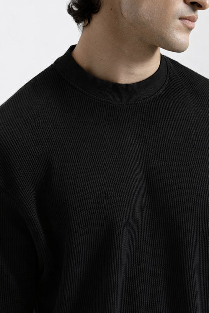Waffle Textured T-Shirt – Dark Gray