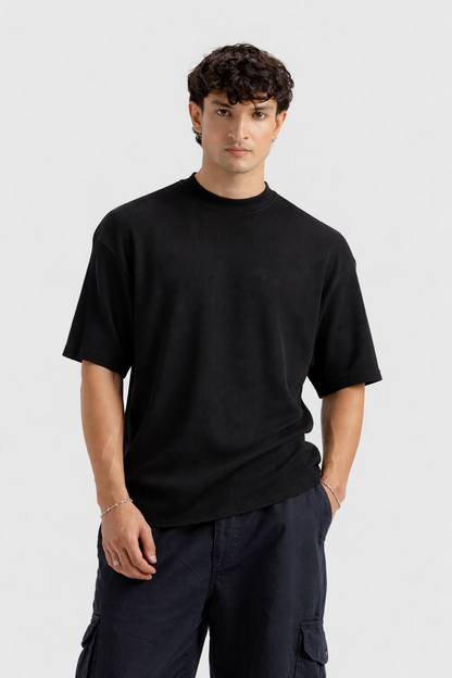 Waffle Textured T-Shirt – Dark Gray