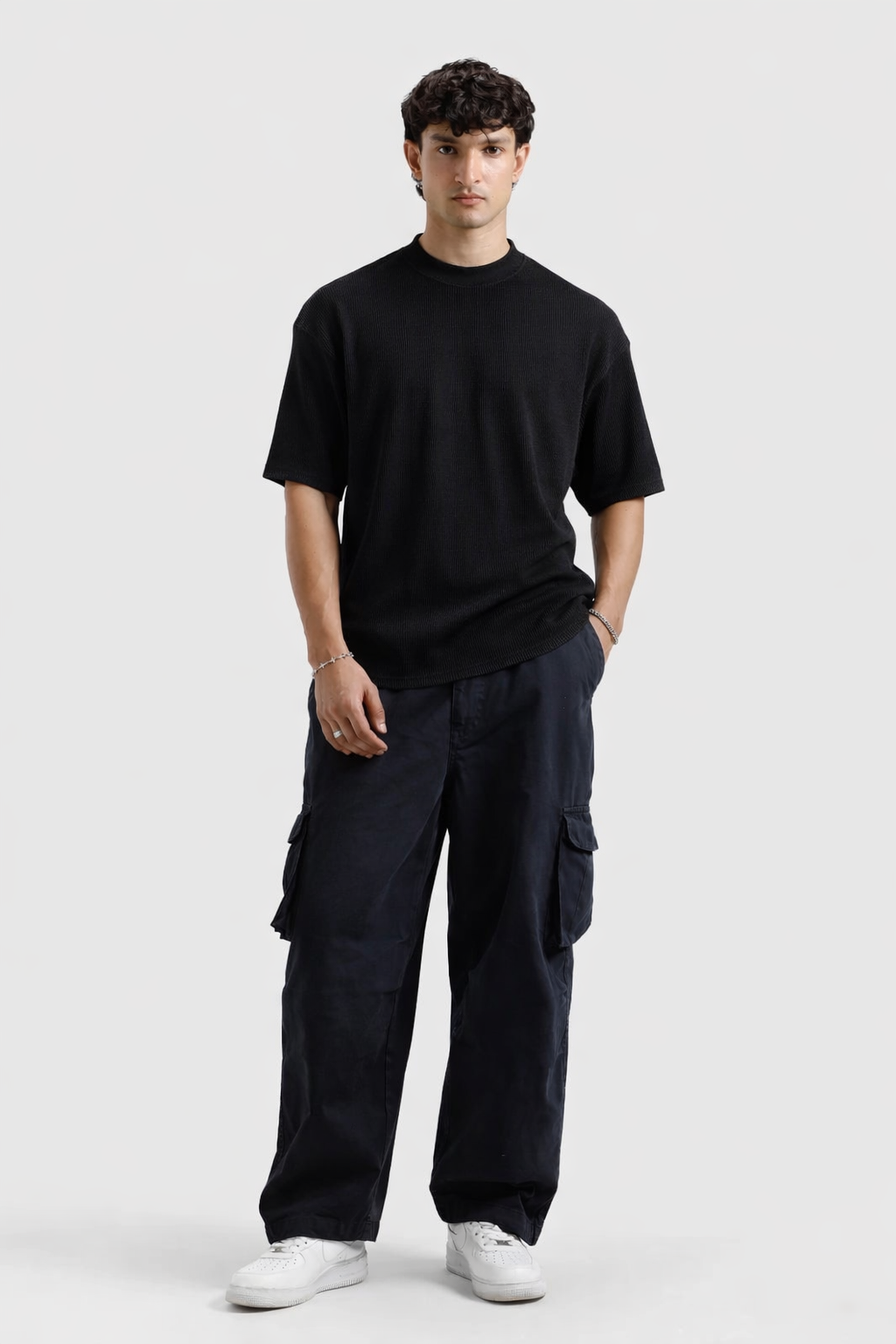 Waffle Textured T-Shirt – Dark Gray