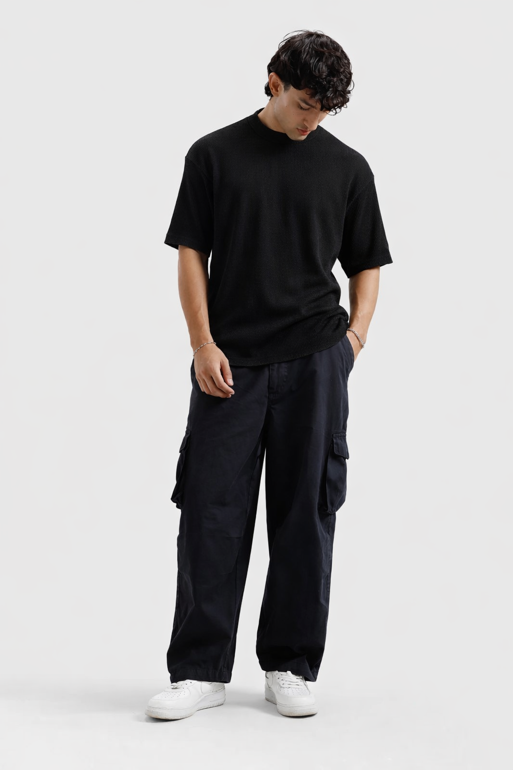 Waffle Textured T-Shirt – Dark Gray
