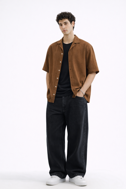 Cuban Collar Shirt – Camel