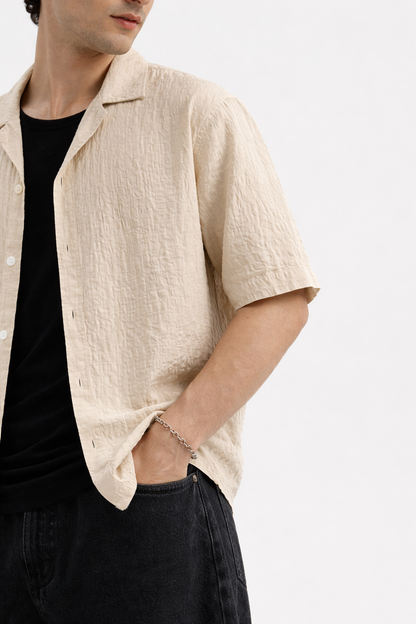 Cuban Collar Shirt – Beige