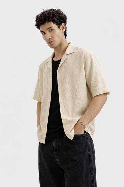 Cuban Collar Shirt – Beige